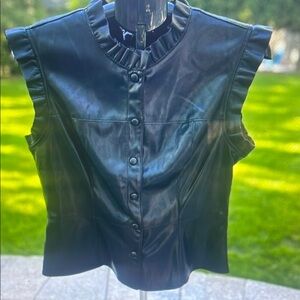 Black Sleeveless Leather Jacket